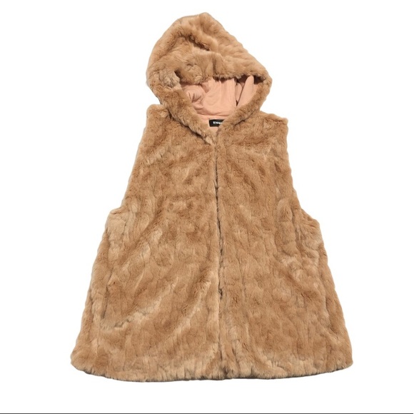 Express Jackets & Blazers - NWT Express Womens Tan Hooded Vest, Size M/L